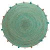 DOUCEUR D'INTÉRIEUR Tapis Rond Pompons 90 Cm Jute Polycoton Baloo - Bleu