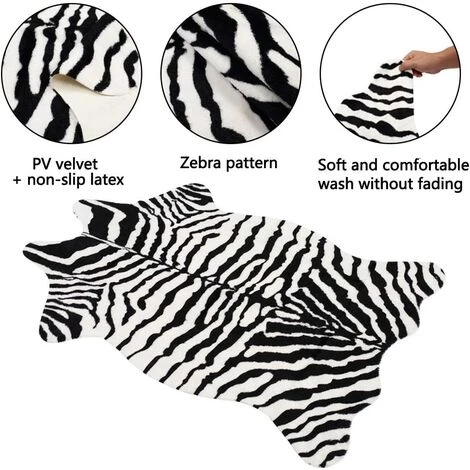 AOUGO Tapis Artificiel Imprimé Motif Zèbre Motif Zèbre Fausse Fourrure Peau Cuir Salle De Bains Tapis Antidérapant Tapis Imprimé Animal Pour La Maison Tapis Salon Tapis Chambre Zèbre 75x110cm 3 AOUGO Tapis Artificiel Imprimé Motif Zèbre Motif Zèbre Fausse Fourrure Peau Cuir Salle De Bains Tapis Antidérapant Tapis Imprimé Animal Pour La Maison Tapis Salon Tapis Chambre Zèbre 75x110cm – Image 3