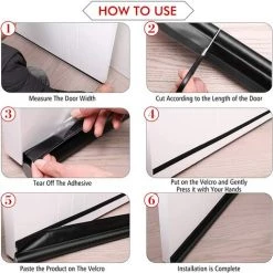 TINOR 96cm Bas De Porte Unilatéral Avec Joint Auto-Adhésif Weather Stripping Door Seal Strip Boudin De Porte Stop Froid Protection Contre Les Courants D’air Et Le Bruit(noir) 9 TINOR 96cm Bas De Porte Unilatéral Avec Joint Auto-Adhésif Weather Stripping Door Seal Strip Boudin De Porte Stop Froid Protection Contre Les Courants D’air Et Le Bruit(noir) -Tapis et paillasson Soldes 64031995 5