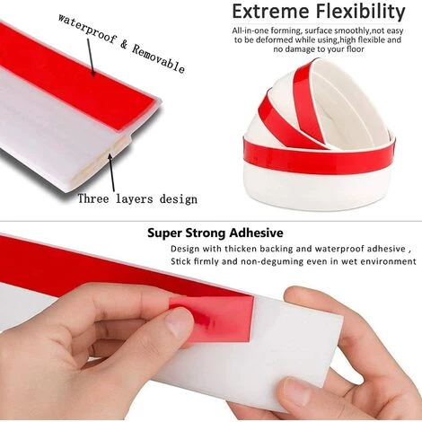 EINEMGELD Bas De Porte Adhésif Isolant Phonique Thermique 2m X5cm Souple Silicone Blanche Bande D'étanchéité Anti Bruit Poussière Stop à L'air Froid Anti Souris Fourmi Cafard Insectes 2 EINEMGELD Bas De Porte Adhésif Isolant Phonique Thermique 2m X5cm Souple Silicone Blanche Bande D'étanchéité Anti Bruit Poussière Stop à L'air Froid Anti Souris Fourmi Cafard Insectes – Image 2