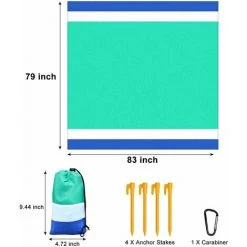 CARILLONSàVENT Tapis De Plage 200x210cm Serviette De Plage Anti Sable Matelas De Sol Impermeable Avec 4 Piquets, Tapis Couverture Pique Niques Pliable Plage Accessoire Panier Tapis De Jardin Exterieur 4-6 Personnes, Carivent 7 CARILLONSàVENT Tapis De Plage 200x210cm Serviette De Plage Anti Sable Matelas De Sol Impermeable Avec 4 Piquets, Tapis Couverture Pique Niques Pliable Plage Accessoire Panier Tapis De Jardin Exterieur 4-6 Personnes, Carivent -Tapis et paillasson Soldes 64142558 3