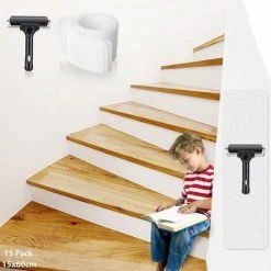 FR-LIFE BR-Vie Bande Antiderapante Escalier, 15PCS 15 X 61cm Ruban Adhésif Antidérapant, Marchette Escalier Transparent En PEVA, Tapis Escalier, Contre Marche Pour Escalier Adhesif Pour Enfants Aînés Animaux