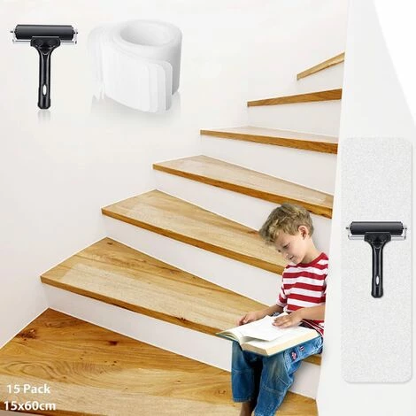 FR-LIFE BR-Vie Bande Antiderapante Escalier, 15PCS 15 X 61cm Ruban Adhésif Antidérapant, Marchette Escalier Transparent En PEVA, Tapis Escalier, Contre Marche Pour Escalier Adhesif Pour Enfants Aînés Animaux 1 FR-LIFE BR-Vie Bande Antiderapante Escalier, 15PCS 15 X 61cm Ruban Adhésif Antidérapant, Marchette Escalier Transparent En PEVA, Tapis Escalier, Contre Marche Pour Escalier Adhesif Pour Enfants Aînés Animaux