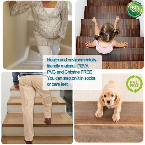 FR-LIFE BR-Vie Bande Antiderapante Escalier, 15PCS 15 X 61cm Ruban Adhésif Antidérapant, Marchette Escalier Transparent En PEVA, Tapis Escalier, Contre Marche Pour Escalier Adhesif Pour Enfants Aînés Animaux 3 FR-LIFE BR-Vie Bande Antiderapante Escalier, 15PCS 15 X 61cm Ruban Adhésif Antidérapant, Marchette Escalier Transparent En PEVA, Tapis Escalier, Contre Marche Pour Escalier Adhesif Pour Enfants Aînés Animaux – Image 3