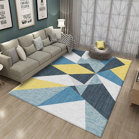 STOMO Tapis De Salon Traditionnel Milan Motif Moderne Géométrique Triangles Kaléidoscope Crème Bleu Jaune Tapis Antidérapant Chambre - 160 X 230 Cm 1 STOMO Tapis De Salon Traditionnel Milan Motif Moderne Géométrique Triangles Kaléidoscope Crème Bleu Jaune Tapis Antidérapant Chambre - 160 X 230 Cm