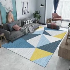 STOMO Tapis De Salon Traditionnel Milan Motif Moderne Géométrique Triangles Kaléidoscope Crème Bleu Jaune Tapis Antidérapant Chambre - 160 X 230 Cm 7 STOMO Tapis De Salon Traditionnel Milan Motif Moderne Géométrique Triangles Kaléidoscope Crème Bleu Jaune Tapis Antidérapant Chambre - 160 X 230 Cm -Tapis et paillasson Soldes 64179206 4
