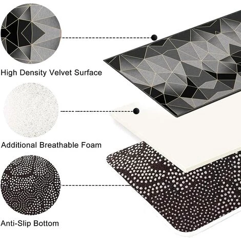 WAVE Tapis De Cuisine Tapis Long Couloir, Lavable Antiderapant Motifs Géométriques Tapis Cuisine Tapis Chambre Adulte Tapis Cuisine Devant Evier Pour Cuisine, Couloir, Passage, Chambre 3 WAVE Tapis De Cuisine Tapis Long Couloir, Lavable Antiderapant Motifs Géométriques Tapis Cuisine Tapis Chambre Adulte Tapis Cuisine Devant Evier Pour Cuisine, Couloir, Passage, Chambre – Image 3