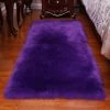 MONLY Tapis Moelleux En Fausse Fourrure Shaggy Peau De Mouton Petit Tapis Pour Chambre à Coucher Tapis Flou Pour Salon 2x3 Pi, Violet