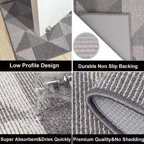 MONLY Paillasson Antidérapant Intérieur 60x90 Cm Tapis De Porte Doux Lavable En Machine Absorbant Et Résistant Paillasson Gris Exterieur Pour Entrée, Escaliers, Couloir, Cour - Gris 2 MONLY Paillasson Antidérapant Intérieur 60x90 Cm Tapis De Porte Doux Lavable En Machine Absorbant Et Résistant Paillasson Gris Exterieur Pour Entrée, Escaliers, Couloir, Cour - Gris – Image 2