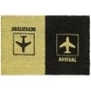Relaxdays Paillasson Coco, «Arrival Departure», Tapis De Porte Motif D’avion, Intérieur, Extérieur, 40x60 Cm, Noir/jaune