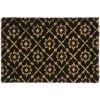 Relaxdays Paillasson Coco, 40x60 Cm, Ornements Floraux, Intérieur, Extérieur, Tapis De Porte Antidérapant, Nature/noir
