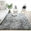 ENLENK Tapis Moelleux Au Sol Fausse Fourrure Moelleux Tapis Gradient Décoratif Tapis De Sol Pour Chambre Salon Salle À Manger (Gris Clair, 80×120cm)