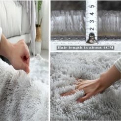 ENLENK Tapis Moelleux Au Sol Fausse Fourrure Moelleux Tapis Gradient Décoratif Tapis De Sol Pour Chambre Salon Salle À Manger (Gris Clair, 80×120cm) -Tapis et paillasson Soldes 64535503 3