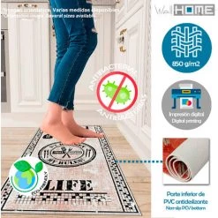 WELLHOME Tapis En Polyester Tamponné De 60 X 100 Cm -Tapis et paillasson Soldes 64553533 3