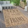 Paco Home Tapis Exterieur Terrasse Balcon Tapis Cuisine Moderne Écriture 60x100 Cm, Beige