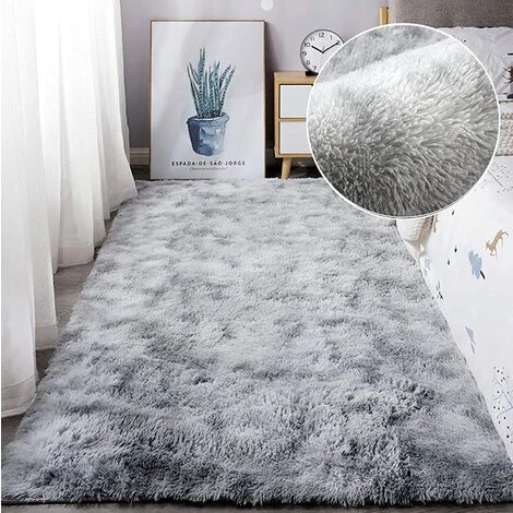 QERSTA Tapis Chambre Tapis Modernes De Salon Soft Tapis à Poils Longs Moelleux Tapis (Gris Blanc, 40*120cm) 1 QERSTA Tapis Chambre Tapis Modernes De Salon Soft Tapis à Poils Longs Moelleux Tapis (Gris Blanc, 40*120cm)