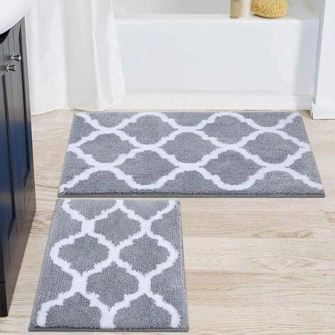BAICCCF Caillebotis Pour Salle De Bain Baignoire Et Douche 40 X 60 Cm + 50 X 80 Cm, Ensemble De 2 Tapis De Salle De Bain De Luxe Gris, Tapis De Bain En Microfibre Doux Et Absorbant, Tapis De Bain Shaggy Antidérapant, Lavage En Machine, Tapis De Bain Pour Sol De S 1 BAICCCF Caillebotis Pour Salle De Bain Baignoire Et Douche 40 X 60 Cm + 50 X 80 Cm, Ensemble De 2 Tapis De Salle De Bain De Luxe Gris, Tapis De Bain En Microfibre Doux Et Absorbant, Tapis De Bain Shaggy Antidérapant, Lavage En Machine, Tapis De Bain Pour Sol De S