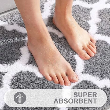 BAICCCF Caillebotis Pour Salle De Bain Baignoire Et Douche 40 X 60 Cm + 50 X 80 Cm, Ensemble De 2 Tapis De Salle De Bain De Luxe Gris, Tapis De Bain En Microfibre Doux Et Absorbant, Tapis De Bain Shaggy Antidérapant, Lavage En Machine, Tapis De Bain Pour Sol De S 3 BAICCCF Caillebotis Pour Salle De Bain Baignoire Et Douche 40 X 60 Cm + 50 X 80 Cm, Ensemble De 2 Tapis De Salle De Bain De Luxe Gris, Tapis De Bain En Microfibre Doux Et Absorbant, Tapis De Bain Shaggy Antidérapant, Lavage En Machine, Tapis De Bain Pour Sol De S – Image 3