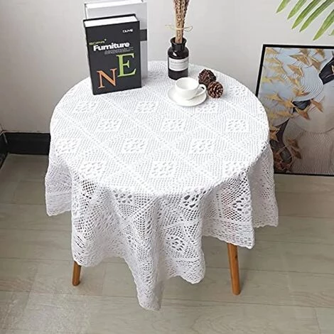 MINKUROW Nappes Blanches Vintage Carré Crochet Dentelle Napperons Nappes Nappe Toppers Mariage Maison Fête Décor, 60x60cm 2 MINKUROW Nappes Blanches Vintage Carré Crochet Dentelle Napperons Nappes Nappe Toppers Mariage Maison Fête Décor, 60x60cm – Image 2