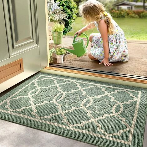 BAICCCF Tapis Paillasson D'intérieur 61 Cm × 91 Cm, Tapis D'entrée Antidérapant à Profil Bas, Paillassons Avant Absorbants Lavables En Machine Pour Porte Arrière, Zones à Fort Trafic, Vert - Vert 1 BAICCCF Tapis Paillasson D'intérieur 61 Cm × 91 Cm, Tapis D'entrée Antidérapant à Profil Bas, Paillassons Avant Absorbants Lavables En Machine Pour Porte Arrière, Zones à Fort Trafic, Vert - Vert