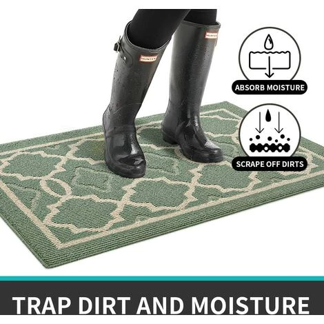 BAICCCF Tapis Paillasson D'intérieur 61 Cm × 91 Cm, Tapis D'entrée Antidérapant à Profil Bas, Paillassons Avant Absorbants Lavables En Machine Pour Porte Arrière, Zones à Fort Trafic, Vert - Vert 2 BAICCCF Tapis Paillasson D'intérieur 61 Cm × 91 Cm, Tapis D'entrée Antidérapant à Profil Bas, Paillassons Avant Absorbants Lavables En Machine Pour Porte Arrière, Zones à Fort Trafic, Vert - Vert – Image 2