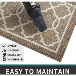 BAICCCF Tapis Paillasson D'intérieur 61 Cm × 91 Cm, Tapis D'entrée Antidérapant à Profil Bas, Paillassons Avant Absorbants Lavables En Machine Pour Porte Arrière, Zones à Fort Trafic, Marron Sable - Brun Sable -Tapis et paillasson Soldes 64736154 5