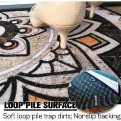 BAICCCF Tapis 61 Cm × 88 Cm Tapis D'entrée De Porte D'entrée Intérieur Bienvenue Tapis De Porte D'entrée Pour La Maison Tapis De Sol De Porte Arrière élégant Absorbant Tapis Antidérapant Lavable Marron Poils Bas Demi-rond - Motif #2 -Tapis et paillasson Soldes 64736158 3