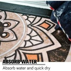 BAICCCF Tapis 61 Cm × 88 Cm Tapis D'entrée De Porte D'entrée Intérieur Bienvenue Tapis De Porte D'entrée Pour La Maison Tapis De Sol De Porte Arrière élégant Absorbant Tapis Antidérapant Lavable Marron Poils Bas Demi-rond - Motif #2 -Tapis et paillasson Soldes 64736158 4