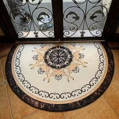 BAICCCF Tapis 81 Cm × 121 Cm Bienvenue Tapis De Porte D'entrée Tapis De Sol Intérieur Tapis D'entrée Pour Entrée De Maison à L'intérieur De La Maison Tapis Demi-rond Antidérapant Lavable Absorbant Avec Motif Floral Vintage Multicolore - Motif #1