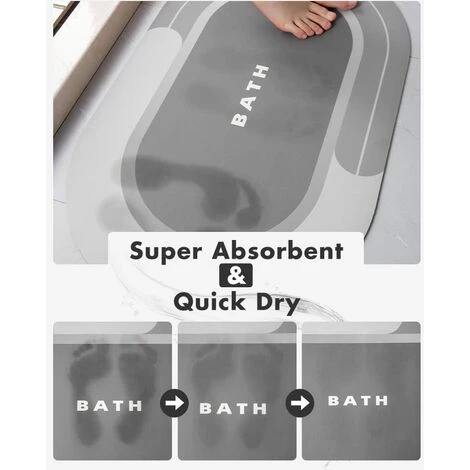 BAICCCF Tapis 50 Cm × 81 Cm - Tapis De Bain Tapis De Salle De Bain Innovant Tapis De Bain Super Absorbant à Séchage Rapide Avec Dos En Caoutchouc Résistant à La Saleté Tapis Pour Sol De Salle De Bain Tapis De Salle De Bain Gris Antidérapant Pour Douche Lavabo Bai 2 BAICCCF Tapis 50 Cm × 81 Cm - Tapis De Bain Tapis De Salle De Bain Innovant Tapis De Bain Super Absorbant à Séchage Rapide Avec Dos En Caoutchouc Résistant à La Saleté Tapis Pour Sol De Salle De Bain Tapis De Salle De Bain Gris Antidérapant Pour Douche Lavabo Bai – Image 2