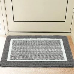 BAICCCF Tapis Paillasson D'intérieur 50 Cm × 81 Cm, Tapis De Porte Avant Arrière, Support En Caoutchouc Durable, Tapis De Porte Antidérapant, Super Absorbant, Résistant à La Saleté, Tapis De Sol Intérieur, Lavable En Machine, Profil Bas, Gris - Gris Clair