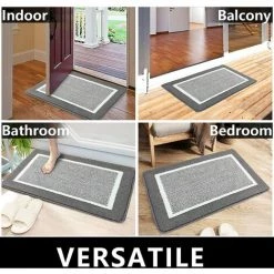 BAICCCF Tapis Paillasson D'intérieur 50 Cm × 81 Cm, Tapis De Porte Avant Arrière, Support En Caoutchouc Durable, Tapis De Porte Antidérapant, Super Absorbant, Résistant à La Saleté, Tapis De Sol Intérieur, Lavable En Machine, Profil Bas, Gris - Gris Clair -Tapis et paillasson Soldes 64736219 4
