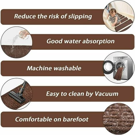 Dontodent Lot De 15 Marchettes D'escalier, 20 X 76 Cm Tapis De Sécurité Antidérapant Tapis D'intérieur Antidérapant Pour Enfants, Aînés Et Animaux De Compagnie Avec Adhésif Réutilisable, Marron 4 Dontodent Lot De 15 Marchettes D'escalier, 20 X 76 Cm Tapis De Sécurité Antidérapant Tapis D'intérieur Antidérapant Pour Enfants, Aînés Et Animaux De Compagnie Avec Adhésif Réutilisable, Marron – Image 4