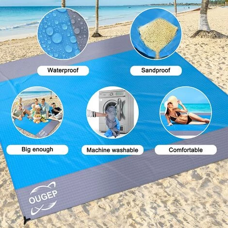 MONLY Tapis De Plage Imperméable, Couverture De Plage Large Anti Sable 200 Cm X 230 Cm Drap De Plage Avec 4 Piquets Pour Plage, Camping, Picnic, Parc, Voyage Ect Les Èvénements En Extérieur 2 MONLY Tapis De Plage Imperméable, Couverture De Plage Large Anti Sable 200 Cm X 230 Cm Drap De Plage Avec 4 Piquets Pour Plage, Camping, Picnic, Parc, Voyage Ect Les Èvénements En Extérieur – Image 2