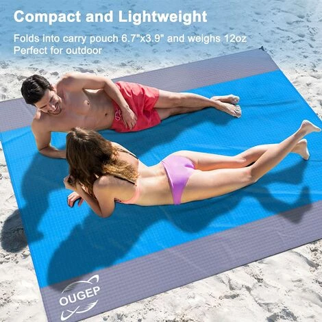 MONLY Tapis De Plage Imperméable, Couverture De Plage Large Anti Sable 200 Cm X 230 Cm Drap De Plage Avec 4 Piquets Pour Plage, Camping, Picnic, Parc, Voyage Ect Les Èvénements En Extérieur 5 MONLY Tapis De Plage Imperméable, Couverture De Plage Large Anti Sable 200 Cm X 230 Cm Drap De Plage Avec 4 Piquets Pour Plage, Camping, Picnic, Parc, Voyage Ect Les Èvénements En Extérieur – Image 5