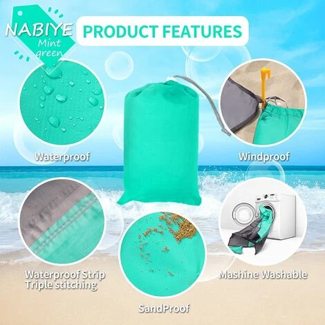 CADEAUX Couverture De Plage Résistante Au Sable, Tapis De Pique-nique Imperméable 200 X 210 Cm, Tapis De Plage Portable Résistant Au Sable 5 CADEAUX Couverture De Plage Résistante Au Sable, Tapis De Pique-nique Imperméable 200 X 210 Cm, Tapis De Plage Portable Résistant Au Sable – Image 5