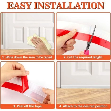 Bas De Porte Strip Auto-adhésif 100 * 4cm, Joints En Silicone à Haute Adhérence, Joint De Bas De Porte, Joint De Porte Insonorisé, Adapté à Anti Bruit Poussière Stop à L'air Froid Insectes Ephé 3 Bas De Porte Strip Auto-adhésif 100 * 4cm, Joints En Silicone à Haute Adhérence, Joint De Bas De Porte, Joint De Porte Insonorisé, Adapté à Anti Bruit Poussière Stop à L'air Froid Insectes Ephé – Image 3