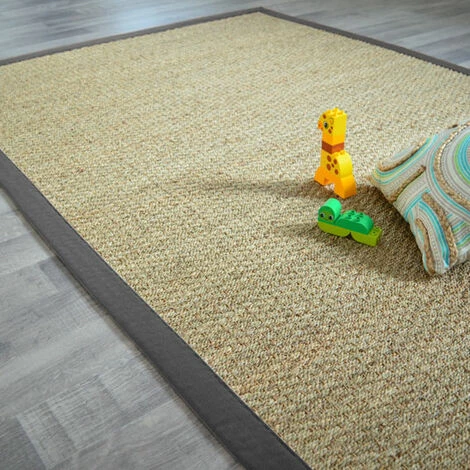 DÉCOWEB Tapis Jonc De Mer Varana Panama - Ganse Coton Anthracite - 120 X 170 Cm 1 DÉCOWEB Tapis Jonc De Mer Varana Panama - Ganse Coton Anthracite - 120 X 170 Cm