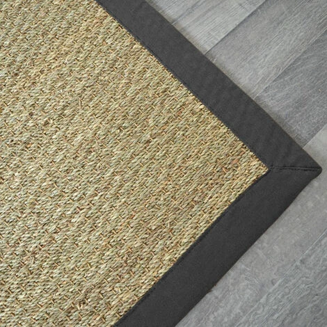 DÉCOWEB Tapis Jonc De Mer Varana Panama - Ganse Coton Anthracite - 120 X 170 Cm 3 DÉCOWEB Tapis Jonc De Mer Varana Panama - Ganse Coton Anthracite - 120 X 170 Cm – Image 3