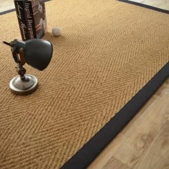 DÉCOWEB Tapis Coco Paravan Chevron - Ganse Coton Noire - 80 X 150 Cm