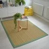 DÉCOWEB Tapis Jonc De Mer Bihar Fin Chevron - Ganse Coton Vert Olive - 120 X 170 Cm