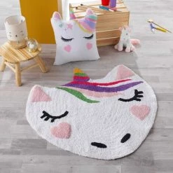 DOUCEUR D'INTÉRIEUR Tapis Rond 90 Cm Zoelie Polycoton - Blanc -Tapis et paillasson Soldes 65264139 3