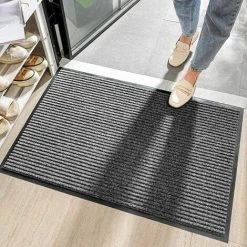 L'FLANEUR Paillassons Tapis Exterieur Terrasse Paillasson Extérieur Et Interieur Tapis Entree Antidérapant Et Anti-Poussière Tapis De Porte Lavable Cuttable Couloir Chambre - 40 60cm Gris ANEUR