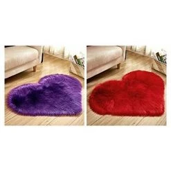 40 X 50 Cm / 15,7 X 19,6 Pouces Petit Coeur Forme Faux Tapis En Peau De Mouton Doux Long En Peluche Moelleux Shaggy Tapis Tapis Tapis Chambre Canapé Tapis De Sol Décoratif - Bleu Clair S'arêern -Tapis et paillasson Soldes 65365331 3