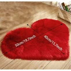 40 X 50 Cm / 15,7 X 19,6 Pouces Petit Coeur Forme Faux Tapis En Peau De Mouton Doux Long En Peluche Moelleux Shaggy Tapis Tapis Tapis Chambre Canapé Tapis De Sol Décoratif - Bleu Clair S'arêern -Tapis et paillasson Soldes 65365331 5