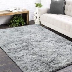 BDD Tapis Salon Grand Tapis Pour Chambre Shaggy Tapis Moelleux Lavable Tapis De Sol Doux Pour La (Blanc Gris, 80 X 160 Cm) -Tapis et paillasson Soldes 65378255 5