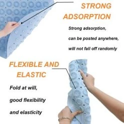 BENOBBY KIDS Tapis De Bain Tapis De Douche Antidérapants De Forme Ronde Tapis De Baignoire Résistants à La Moisissure Avec Ventouses, Tapis De Bain En Caoutchouc Texturé Avec Trou De Vidange（Bleu -Tapis et paillasson Soldes 65443006 3