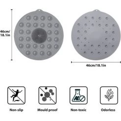 BENOBBY KIDS Tapis De Douche Rond Tapis De Bain Antidérapant Avec Ventouse, 46 × 46 CM (18,1 X 18,1 Inch), Tapis De Douche Doux Avec Trou De Drainage, En Silicone -Tapis et paillasson Soldes 65443373 3