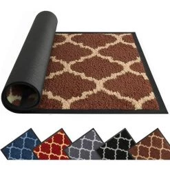 OSQI Paillasson D'intérieur 40 X 60 Cm, Tapis Noir, Tapis De Barrière Lavable, Tapis De Porte D'entrée Super Absorbant, Paillasson En Caoutchouc Antidérapant, Tapis D'entrée Robuste Anti-salissures
