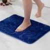 OSQI Tapis De Bain Tapis De Bain Antidérapant En Mousse à Mémoire De Forme Tapis De Bain Salle De Bain Tapis De Douche Molleton De Corail Douceur Tapis De Salle De Bain Lavable Très Absorbant Tapis De Bain Pour Salle De Bain Cuisine Entrée 40x60 Cm Bleu Marine